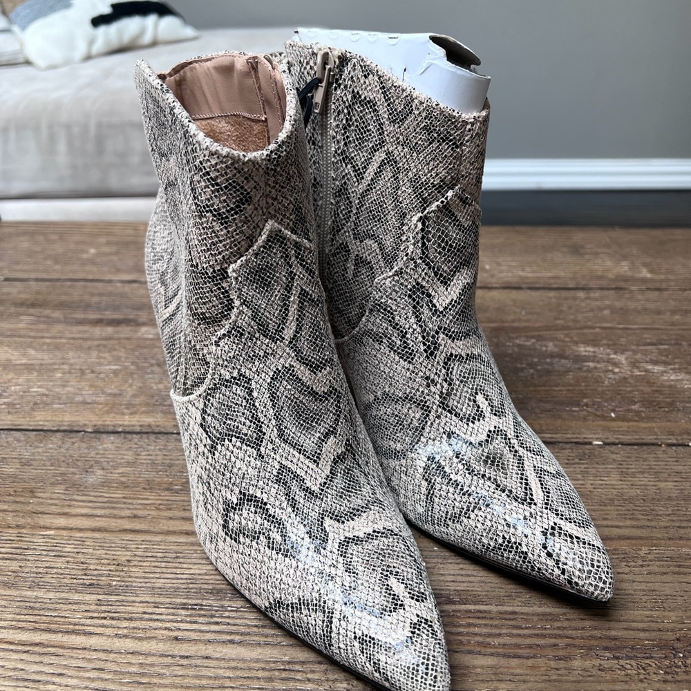 Express Snakeskin Ankle Boots in Grey/Black and Cream - 8